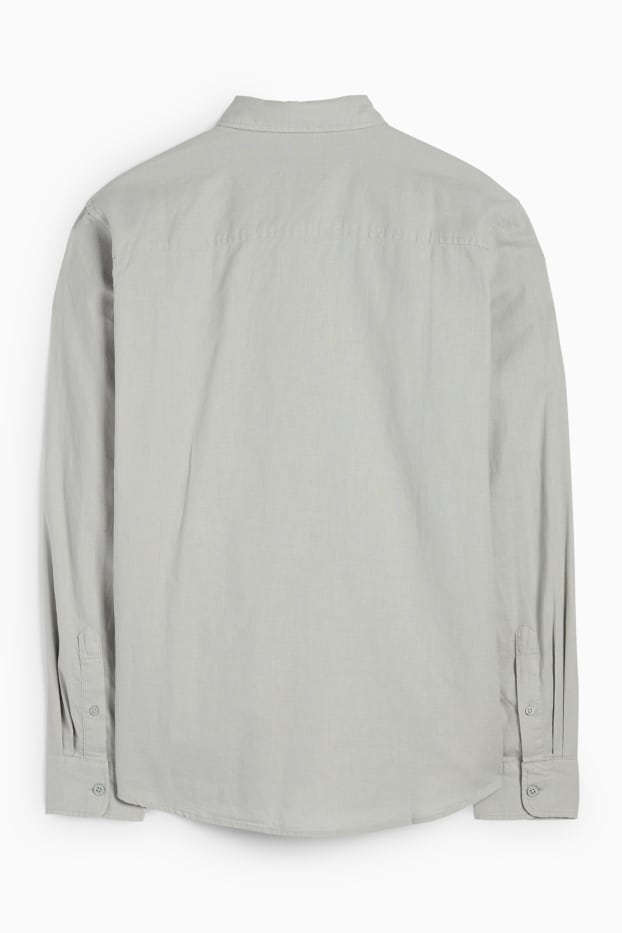 Hommes - Chemise - regular fit - col kent - lin mélangé - vert clair
