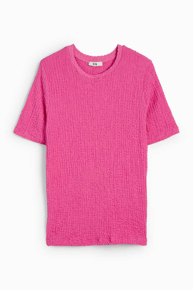Dámské - Tričko - regular fit - strukturované - růžová