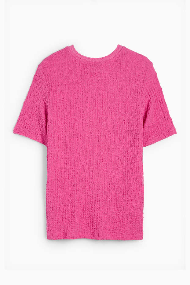 Dámské - Tričko - regular fit - strukturované - růžová