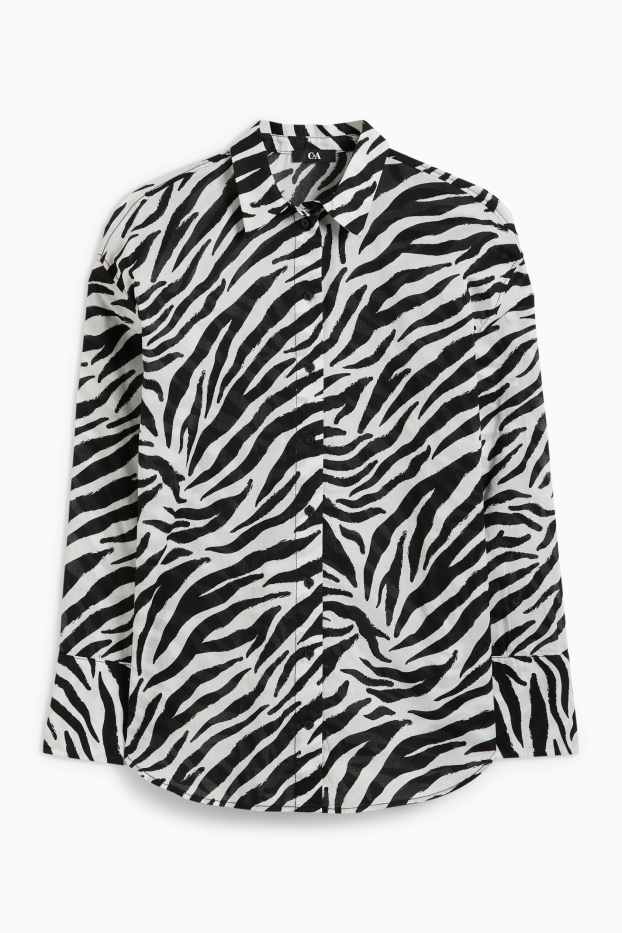 Damen - Bluse - gemustert - schwarz / weiß