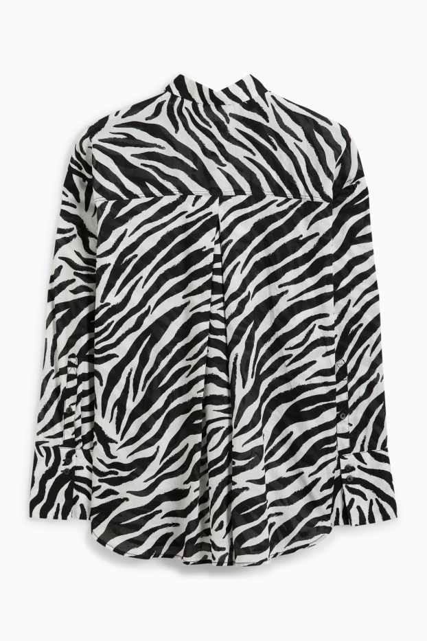 Damen - Bluse - gemustert - schwarz / weiß