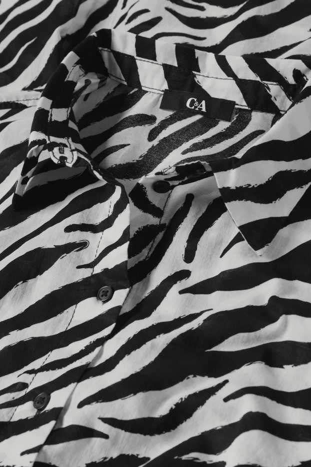 Damen - Bluse - gemustert - schwarz / weiß