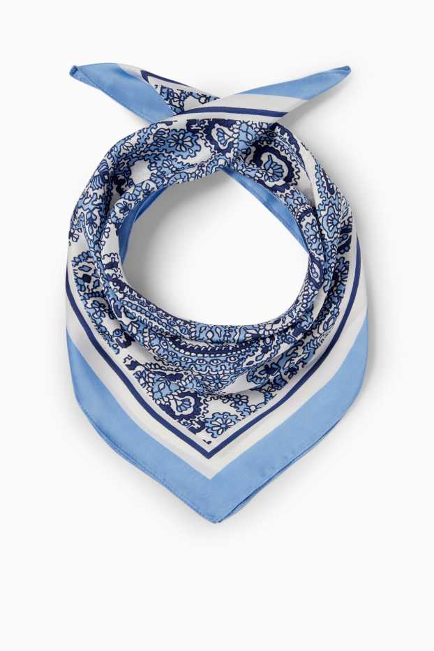 Dames - Sjaaltje - met patroon - blauw