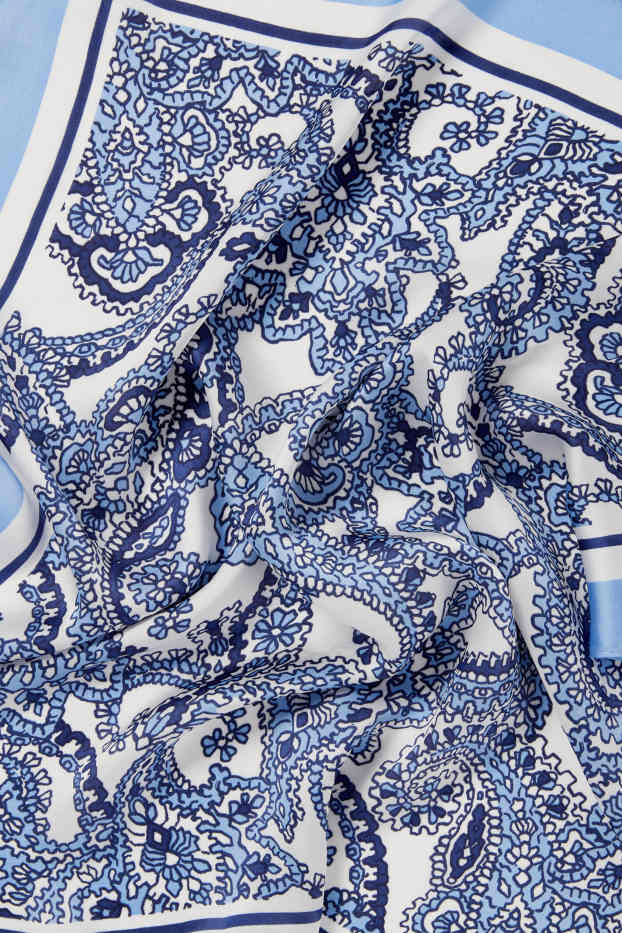 Dames - Sjaaltje - met patroon - blauw