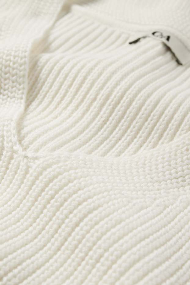 Dona - Jersei de punt de mitja amb coll en punta - de màniga curta - blanc trencat