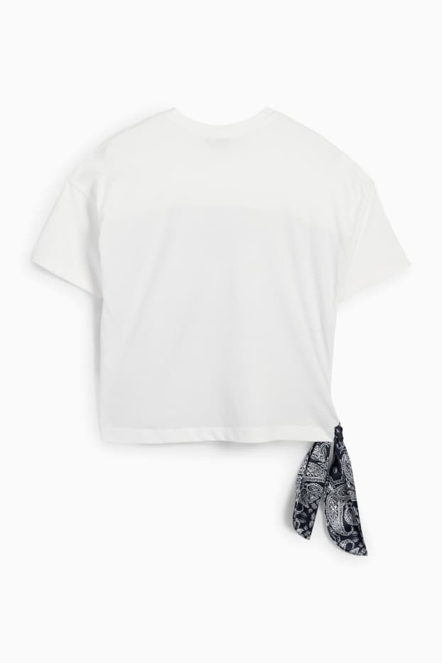 Femmes - T-shirt noué - bleu foncé