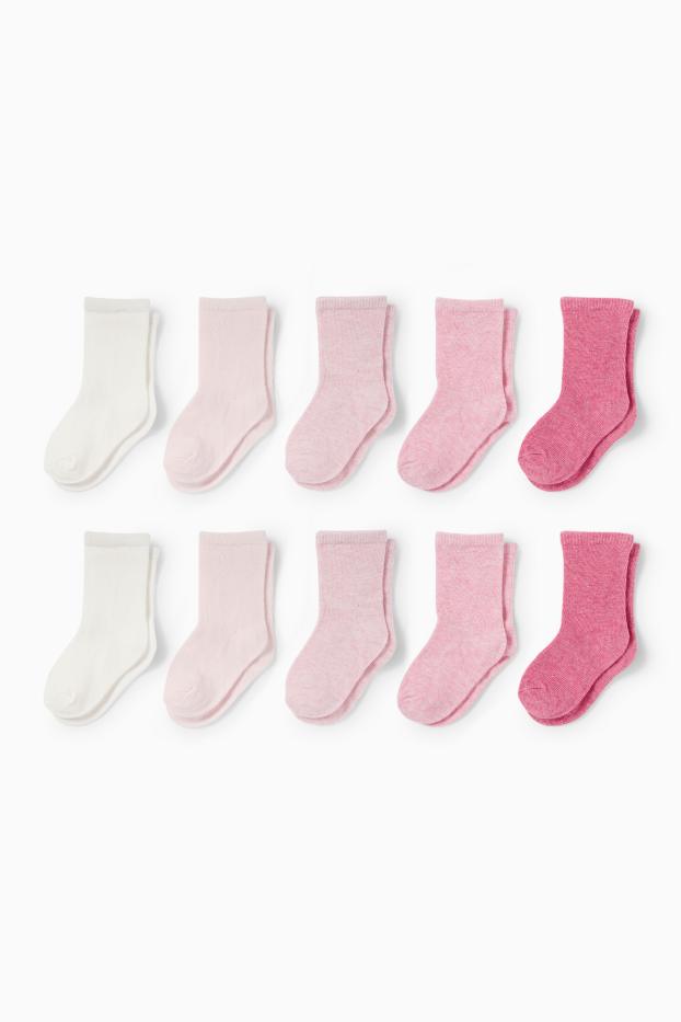 Baby Girls - Multipack of 10 - baby socks - rose