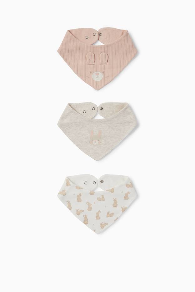 Neonate - Confezione da 3 - bavetta neonati - coniglietto - beige chiaro