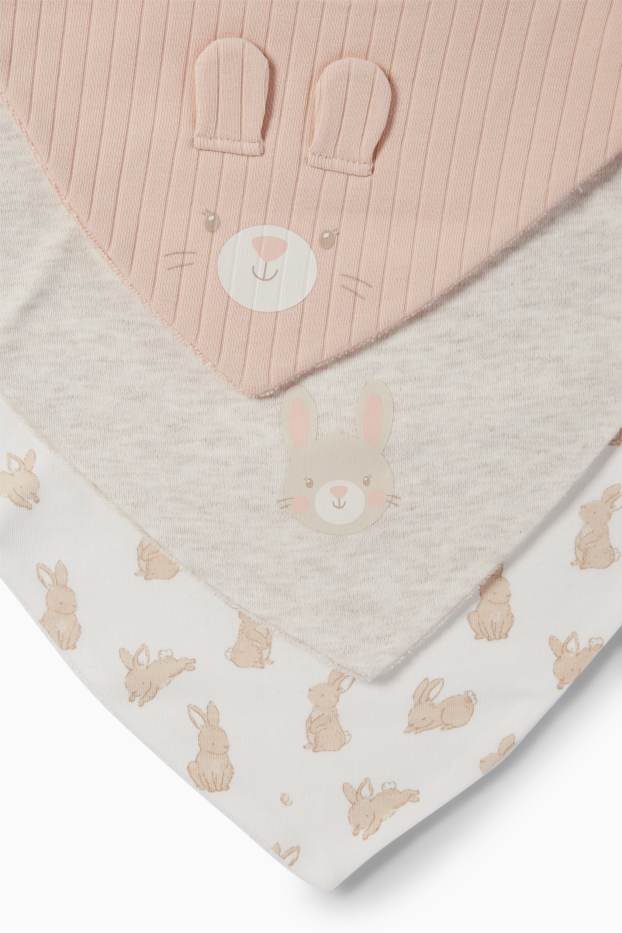Neonate - Confezione da 3 - bavetta neonati - coniglietto - beige chiaro