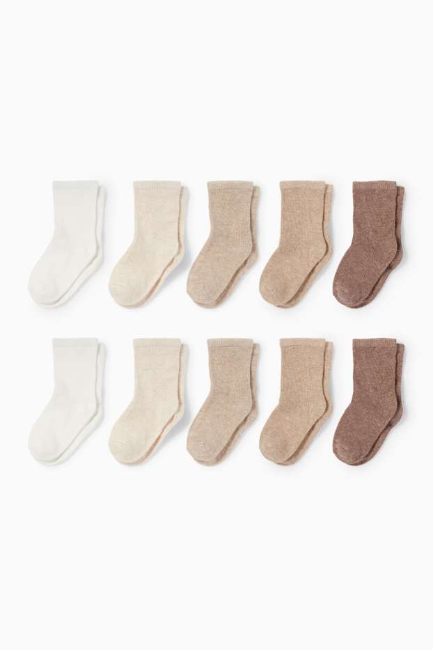 Unisex - Multipack 10 ks - ponožky pro miminka - béžová