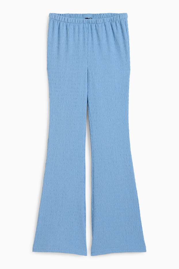 Damen - Stoffhose - Mid Waist - Flared - hellblau