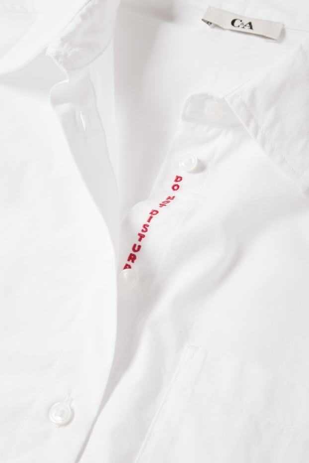 Women - Cropped poplin blouse - white