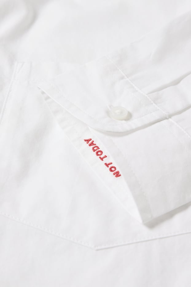Women - Cropped poplin blouse - white