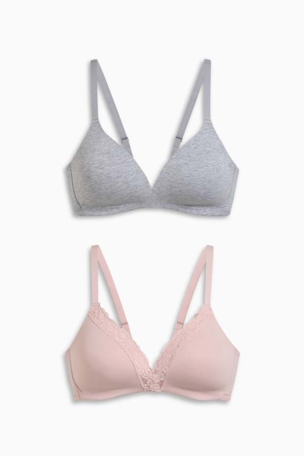 Donna - Confezione da 2 - reggiseno senza ferretti - imbottito - rosa