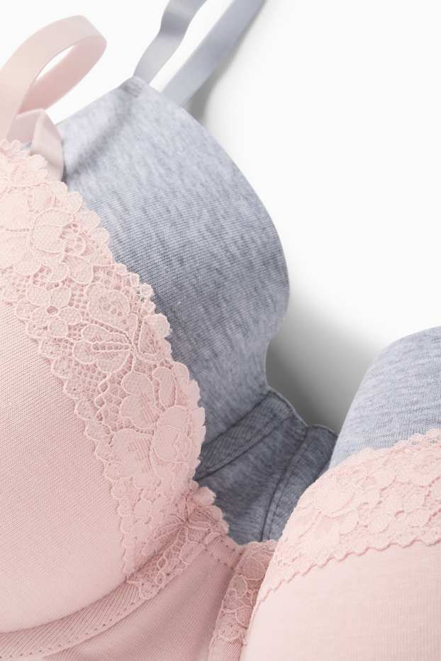 Damen - Multipack 2er - BH mit Bügel - DEMI - wattiert - rosa