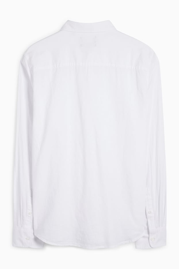 Hommes - Chemise - regular fit - col kent - lin mélangé - blanc