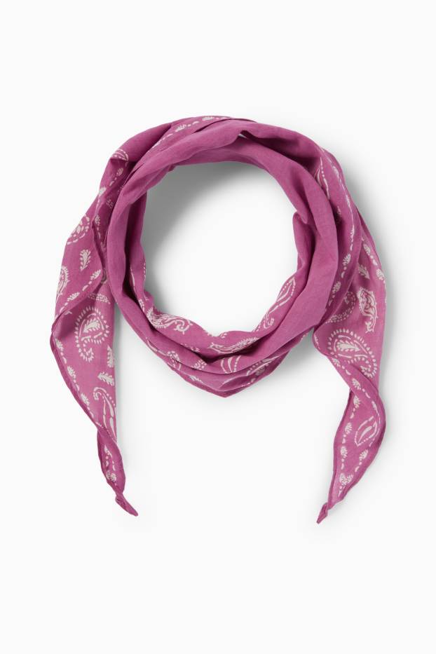 Dames - Sjaaltje - met patroon - fuchsiarood