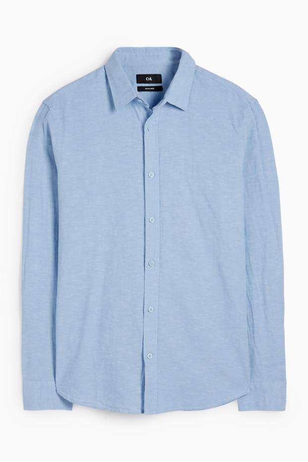 Hommes - Chemise avec teneur en lin - regular fit - col kent - bleu clair