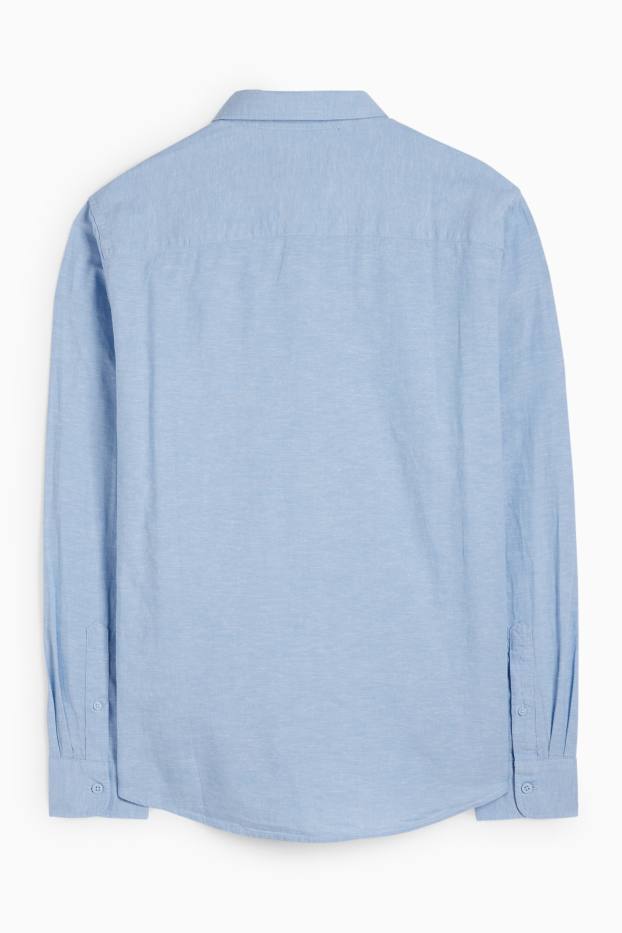 Hommes - Chemise avec teneur en lin - regular fit - col kent - bleu clair