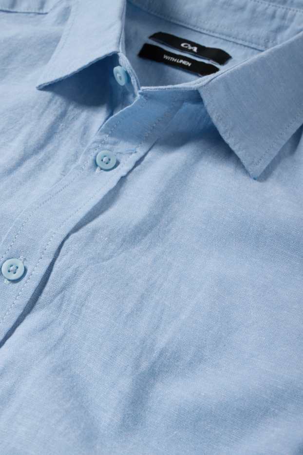 Hommes - Chemise avec teneur en lin - regular fit - col kent - bleu clair