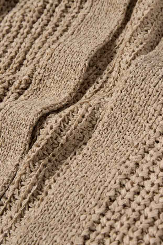 Femmes - Long gilet en maille - taupe