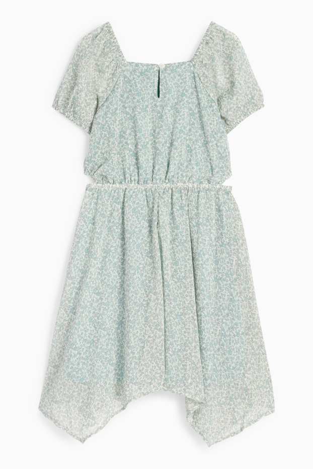 Niñas - Vestido - de flores - verde claro