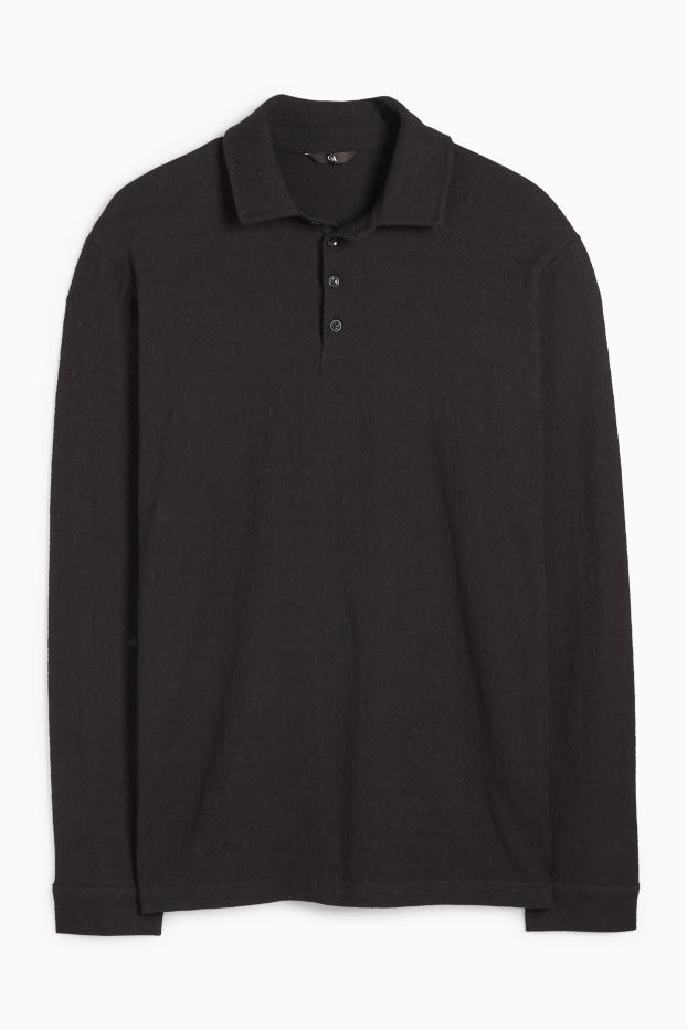 Hommes - Polo - texturé - noir