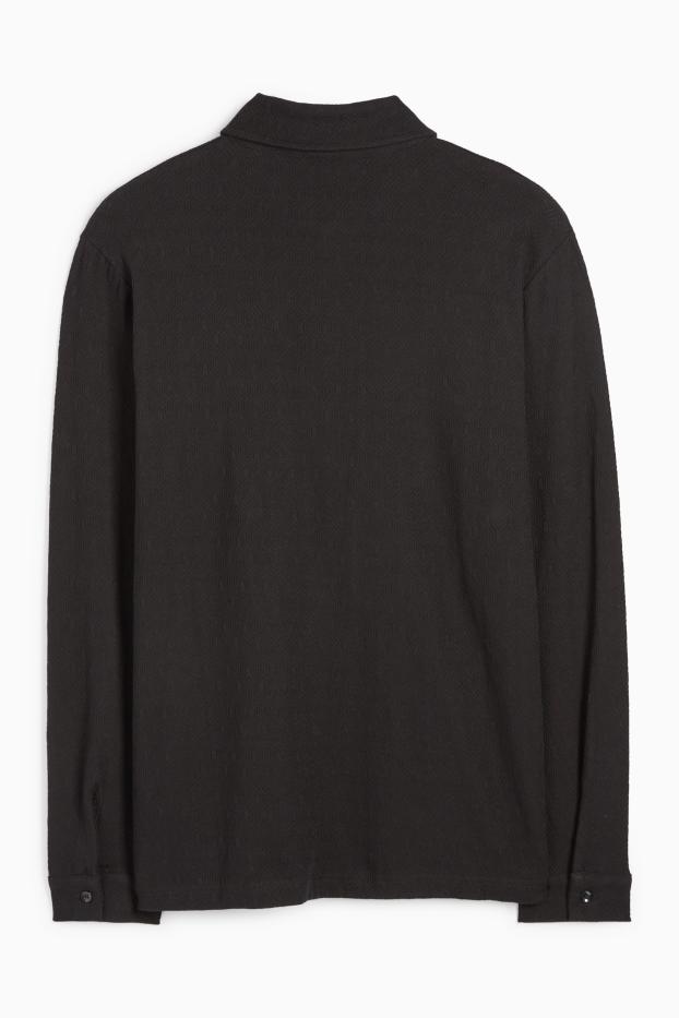 Hommes - Polo - texturé - noir