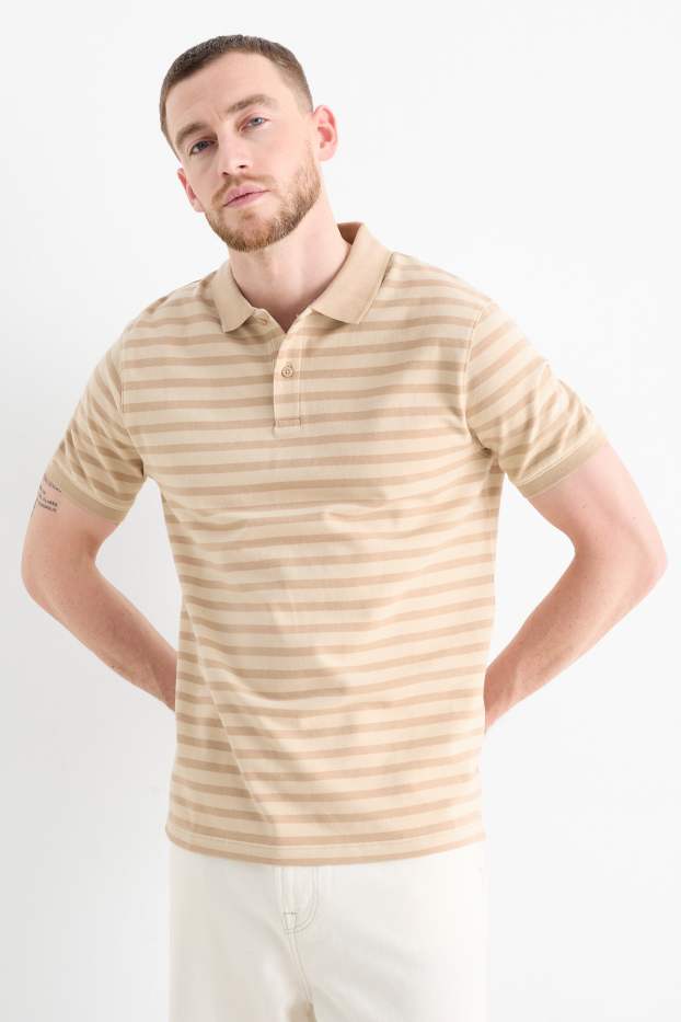 Bărbați - Tricou polo - cu dungi - bej