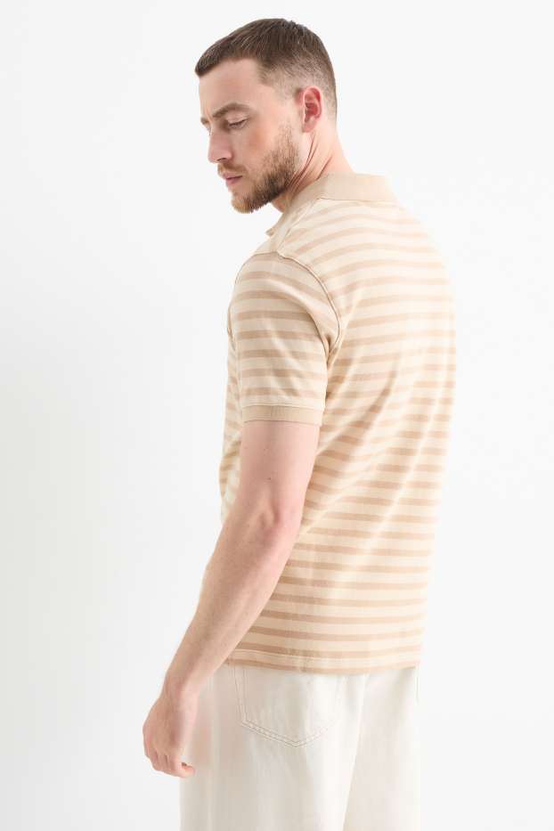 Bărbați - Tricou polo - cu dungi - bej