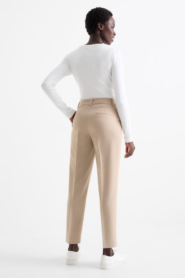 Dona - Pantalons formals - high waist - tapered fit - beix