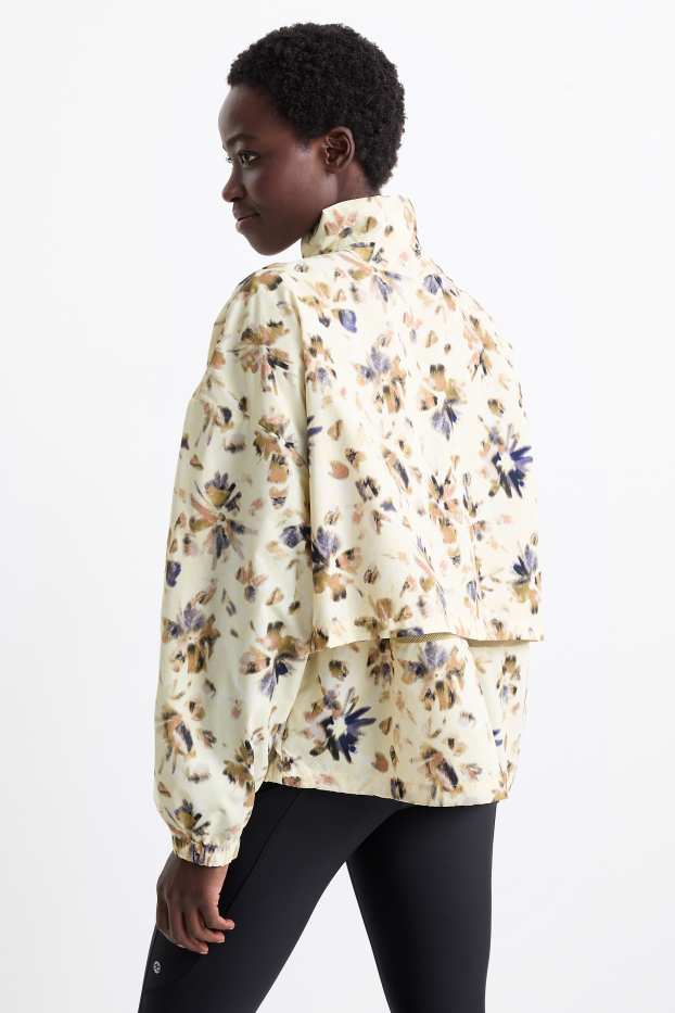 Femmes - Veste de sport - déperlante - à fleurs - jaune