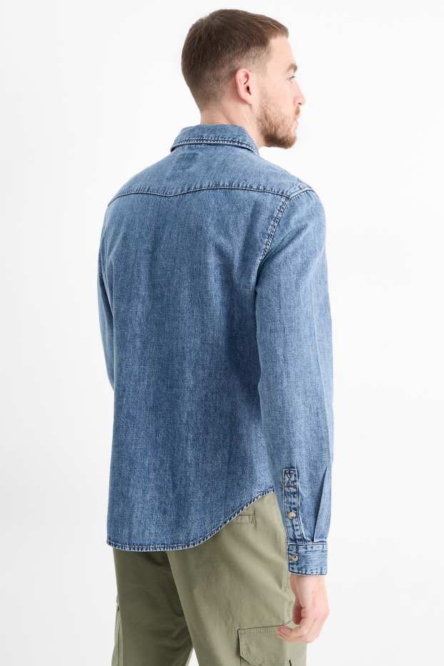 Hommes - Chemise en jean - regular fit - col kent - jean bleu