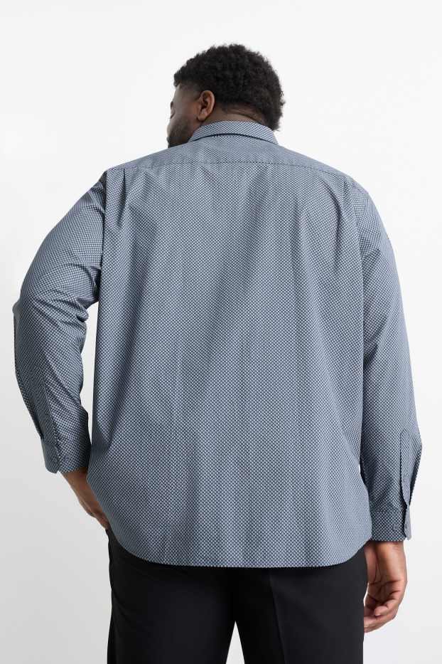 Hombre - Camisa - regular fit - Kent - de planchado fácil - estampado minimalista - azul oscuro