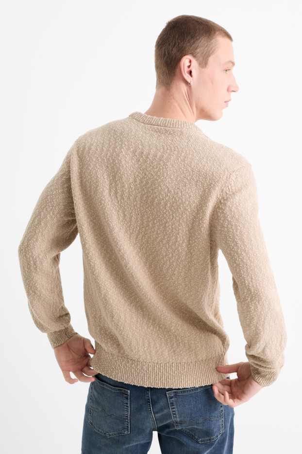 Men - Jumper - textured - beige