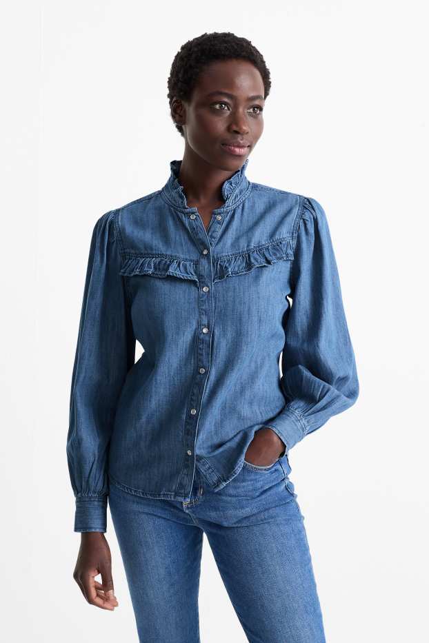 Damen - Jeansbluse - jeansblau