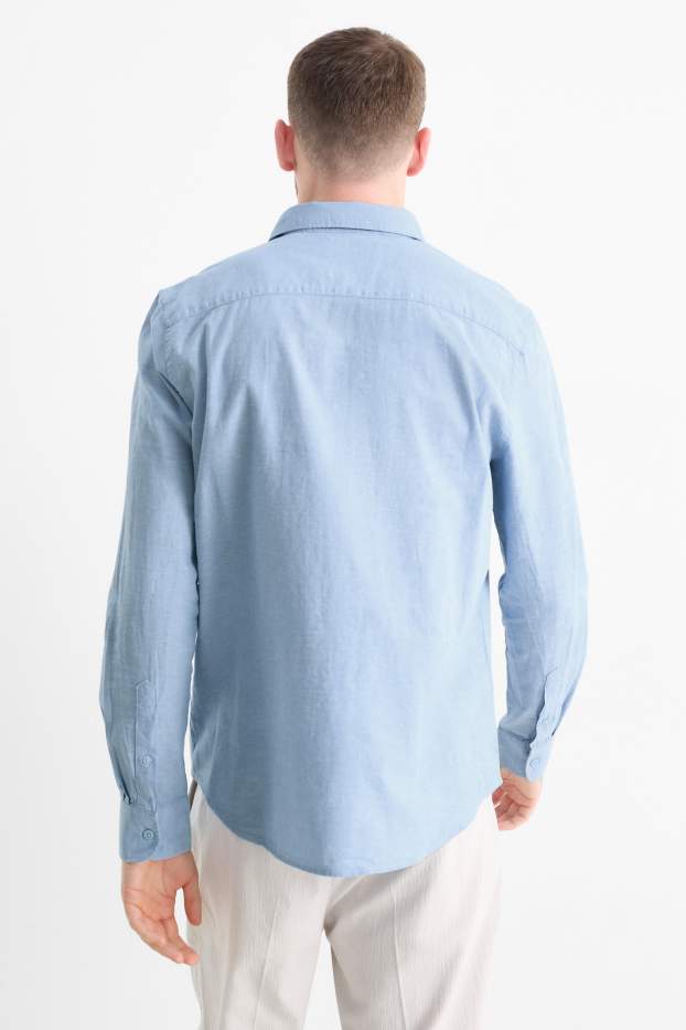 Hommes - Chemise avec teneur en lin - regular fit - col kent - bleu clair