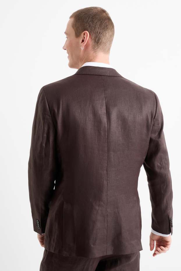 Uomo - Giacca di lino coordinabile - regular fit - marrone scuro