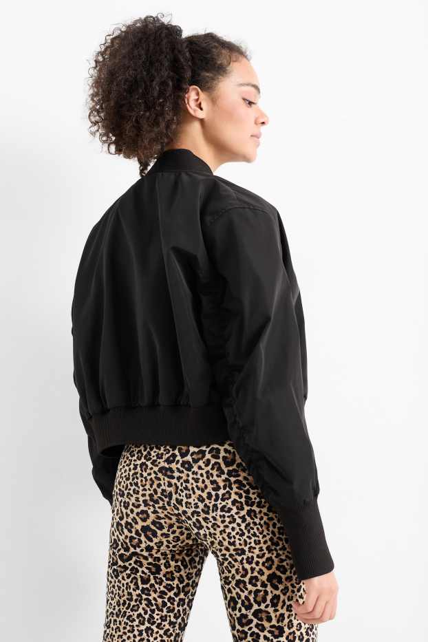 Damen - Crop Bomberjacke - schwarz
