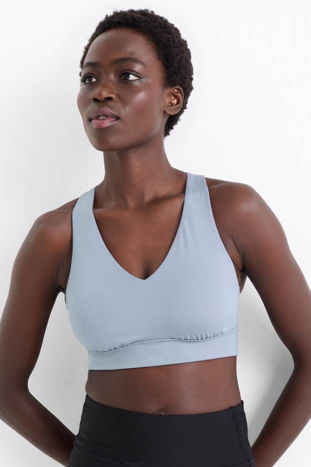 Dames - Sport-BH - gewatteerd - 4 Way Stretch - blauw