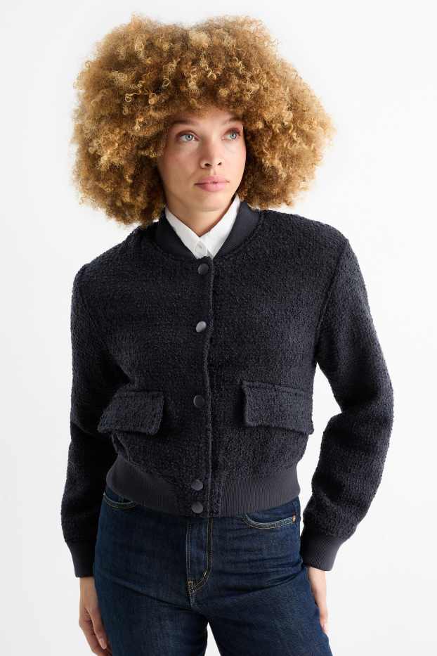 Mujer - Cazadora de bouclé - azul oscuro