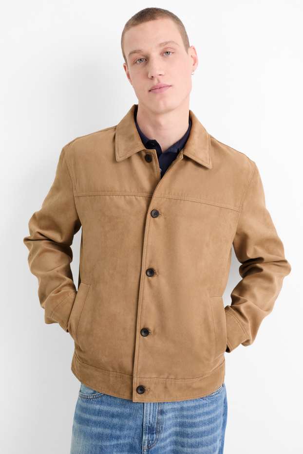 Hommes - Veste - faux suède - marron