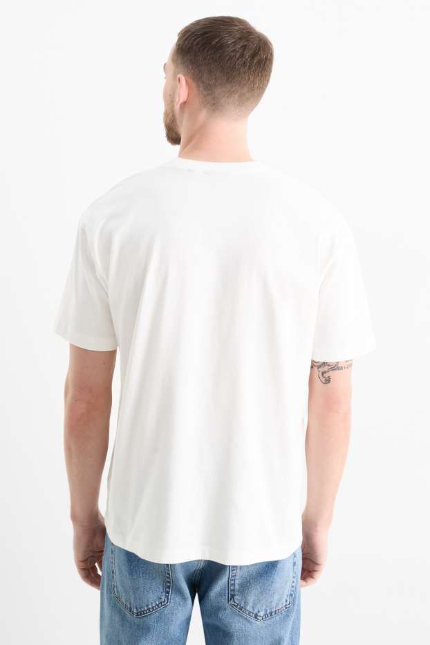 Heren - T-shirt - relaxed fit - crème wit
