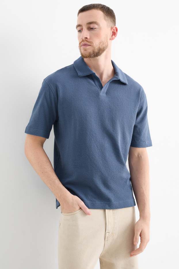 Uomo - Polo - a coste - blu scuro