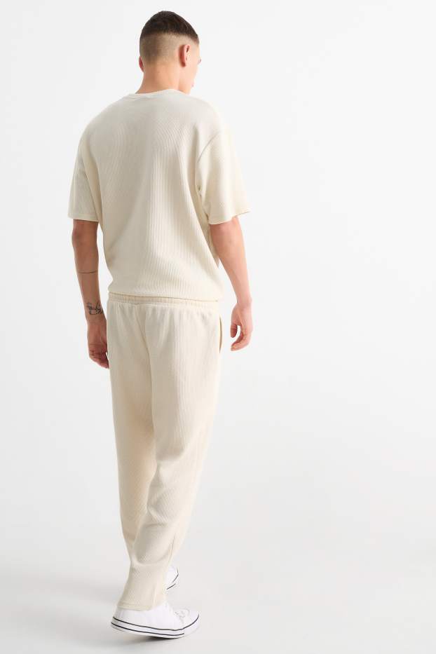 Bărbați - Pantaloni de trening - reiați - alb-crem