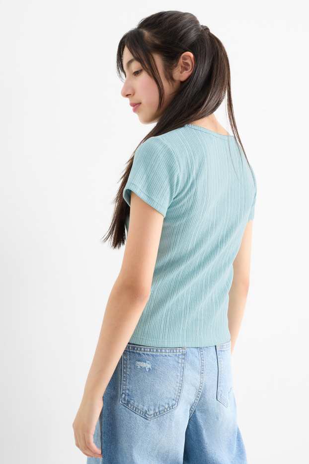 Children Girls - Multipack of 2 - short sleeve T-shirt - ribbed - gray