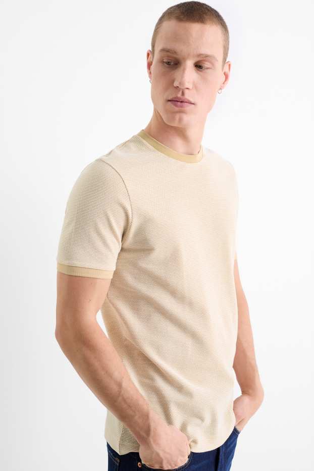 Herren - T-Shirt - Regular Fit - strukturiert - beige