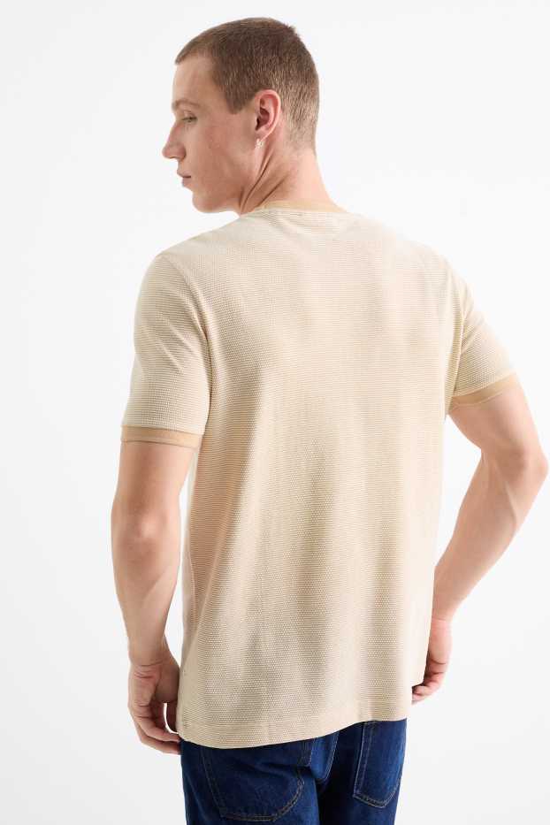 Herren - T-Shirt - Regular Fit - strukturiert - beige