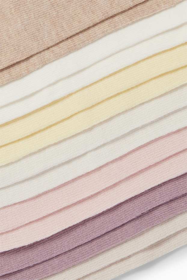 Mujer - Pack de 7 - calcetines tobilleros con motivo - días de la semana - beige claro