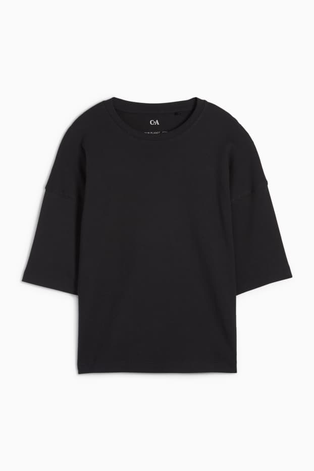 Femmes - T-shirt basique - oversize - noir